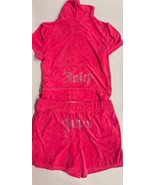 Juicy Couture Bling Terry Tracksuit Hoodie &amp; Shorts Set Watermelon Pink ... - $96.84 CAD