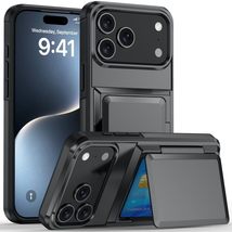 Case for iPhone 16 Pro (Color: Grey) Shockproof Wallet Card Holder Hard ... - $46.00