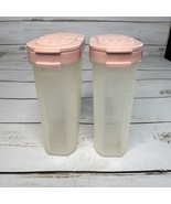 Tupperware Modular Mates Spice Containers 1846-24 Lot of 2 Pink Lids Clear - $12.86