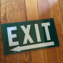 Vintage Thick Green &amp; White Plexiglass Plastic EXIT Sign – 7 and 5/8th’s x 13.75 - £12.32 GBP