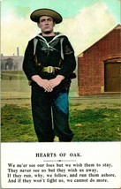 Vtg Postcard 1910s UK Royal Navy Hearts of Oak Poem and Sailor Postcard UNP  - £10.46 GBP