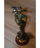 SUANTI GALLERIES Art Deco Statue Hand Painted Lady w/Hat Wood Base 15 3/4&quot; - £78.22 GBP