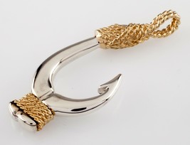 Kabana Sterling Silver and 14k Yellow Gold Fishhook Pendant Gorgeous - $686.05