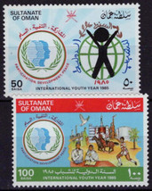 ZAYIX 1985 Oman 266-267 MNH International Youth Year issue 032723S70 - £7.19 GBP