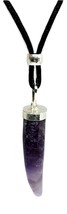 Amethyst Necklace Pendant Real Gemstone Beaded Cord Tooth Claw Talon Crystal - £15.22 GBP