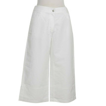 Eileen Fisher White Cotton Linen Clam Digger Capri Pants L - £72.10 GBP
