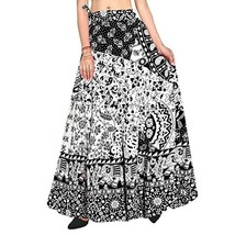 Womens Wrap skirt Jaipur ethnic Maxi 38&quot; Black white (Free size upto 46&quot;-XXXL) - £25.84 GBP