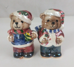 Vintage GKAO Christmas Santa Buddy Bears 4&quot; Salt &amp; Pepper Shakers - £9.12 GBP