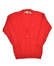 Northern Isles Mohair Blend Cardigan Sweater Womens S Red Cable Knit V Neck - £22.97 GBP
