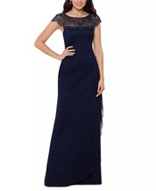 XSCAPE Beaded-Detail Gown Navy Size 16 $239 - $128.69