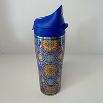 tervis stainless steel 24 oz water bottle colorful mandalas hinged blue lid - £13.88 GBP