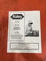 Foley 325 Scissor Sharpener Operators Manual Owners Maintenance With Par... - £7.31 GBP