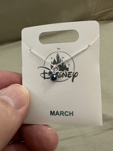 Disney Parks Mickey Mouse Aquamarine March Faux Birthstone Necklace Silver Color image 4