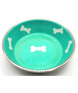 Harmony Cat Dog Pet Dish Food or Water Bone Print Enameled Stainless Ste... - $37.80 CAD