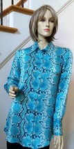 Pure Amici Blouse SMALL Animal Snake Print  Silk Button Up Top Long Sleeve NEW - £30.81 GBP