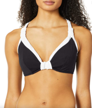 Seafolly US 4 Bikini Top Swimsuit Women&#39;s F Cup Halter Black Block Party... - £19.94 GBP