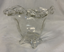 Vintage Cut &amp; Etched Footed Clear Glass Candy Dish - £7.00 GBP