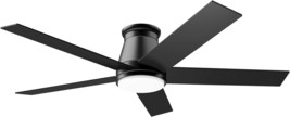 52&quot; Flush Mount Ceiling Fan, Black Low Profile, Timing, Dimmable, Six-Speed Dc - $187.65