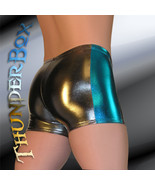 ThunderBox Chrome Metallic Gunmetal &amp; Turquoise Racer Shorts S-M-L-XL - $565.44 MXN