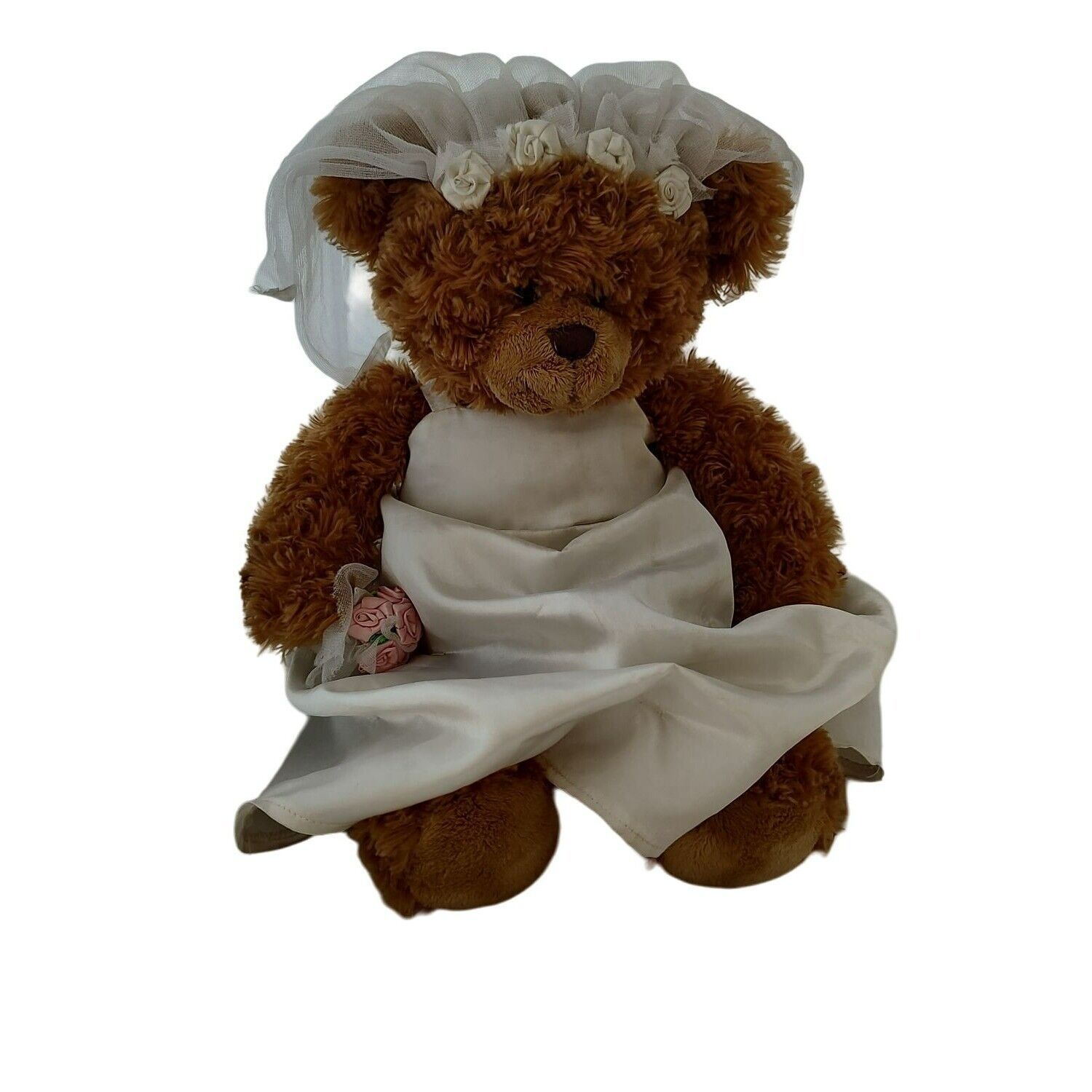 Plush Bride Bear Stuffed Toy David's Bridal W Dress and Veil Brown - $12.82