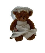 Plush Bride Bear Stuffed Toy David&#39;s Bridal W Dress and Veil Brown - £10.19 GBP