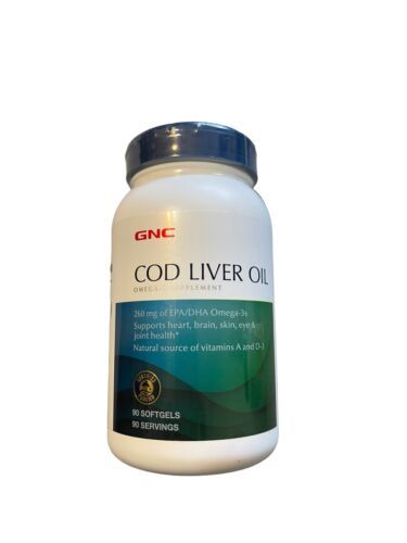 GNC Cod Liver Oil - 260 mg of EPA/DHA Omega 3's, 90 Softgels Exp 01/25 Or Later - $21.35