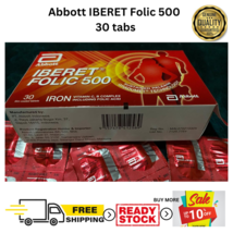 Abbott Iberet Folic 500 30 tabs - Iron Vitamin C B Folic Acid Low HB FRE... - $16.83