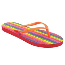 Abound Women Beach Pool Flip Flop Thong Sandals Leyo Size US 8 Rainbow Striped - £9.38 GBP
