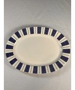 PFALZGRAFF Wyngate Stripe oval platter.  14.5&quot;  White w/ blue &amp; green sr... - £18.61 GBP