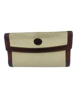 Vintage Dooney &amp; Bourke Wallet Ivory Leather With Tan Trim Pebbled - $456.18 MXN