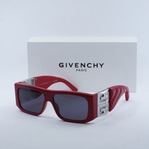 GIVENCHY GV40034I 66A Red Leather and Silver/Smoke 58-14-125 Sunglasses ... - £286.20 GBP