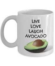 Live Love Laugh Avocado - Novelty 11oz White Ceramic Vegan Cup - Perfect... - £17.57 GBP
