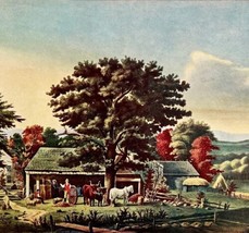 Autumn New England Cider House Lithograph 1952 Currier And Ives Print LGADCuIv - £37.38 GBP