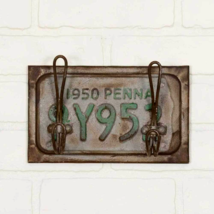 License Plate sign with hooks in vintage finish - £22.25 GBP