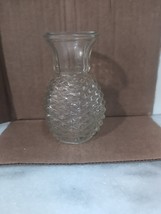Clear Glass Hobnail Flower Vase, 6&quot; FTD Vintage Decor, Round Bud Vase, Glassware - £7.82 GBP