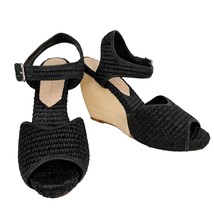 Loeffler Randall Valentine Wedges 10 Black Woven Open Toe Sandals  - £63.14 GBP