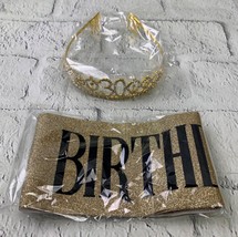 Birthday Crown for Women Birthday Queen Sash and Tiara Gold - £15.87 GBP