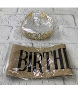 Birthday Crown for Women Birthday Queen Sash and Tiara Gold - £15.87 GBP