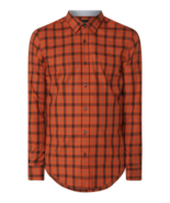 Hugo Boss Men&#39;s Ronni 53 Slim Fit All Cotton Check Plaid Shirt Orange-2XL - €54,18 EUR