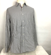 Bugatchi Uomo Dress Shirt Mens XL Shaped Fit Gray White Plaid 100% Cotton - £19.70 GBP