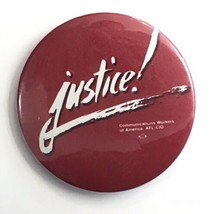 Justice ! Communications Workers of America AFL CIO Button Pin 2.25&quot; - £6.95 GBP