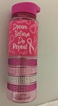 Brand New Rhinestone &quot;Dream Believe Do Repeat&quot; Water Cup Breast Cancer Awareness - £9.68 GBP