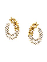Antique Gold Tone Floral Design Stud Earring For Women Best for Surprise Gift  . - £23.34 GBP