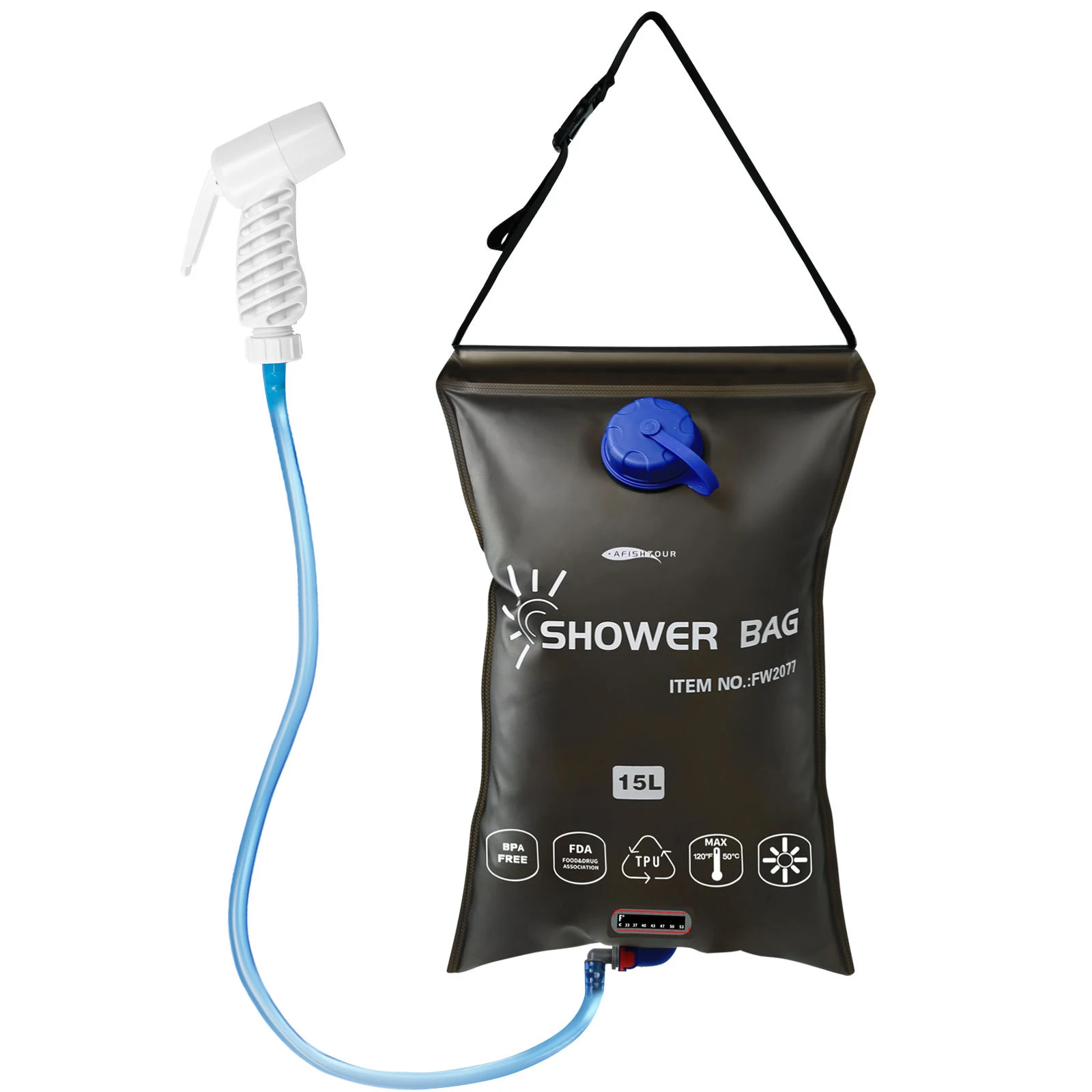 Water Bags 15L Collapsible Outdoor Camping Hiking Solar Shower Bag Heating - £30.57 GBP