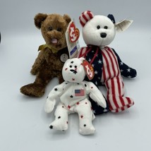 Lot of 3 TY Beanie Babies USA Patriotic Spangle, Glory &amp; FIFA USA World Cup 2002 - £7.80 GBP