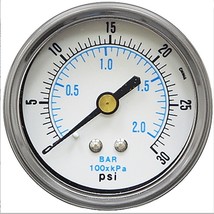 TEL-TRU 2050BC4B1C6FV Pressure Dry Gauge 30 PSI 2 Steel PM 1/4&quot; NPT - $2,672.87 MXN