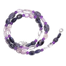 Natural Iolite Crystal Amethyst Gemstone Mix Shape Beads Necklace 17&quot; UB-5608 - £8.59 GBP