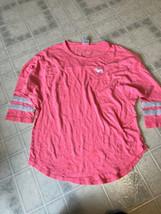 PINK Football jersey Tee 100% Cotton Pink Neon Medium Raglan 3/4 Sleeve - £17.33 GBP