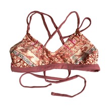 Xhilaration Bikini Top String Strappy Removable Cups Geometric Beige Pink S - £3.98 GBP