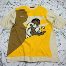 Men&#39;s RP55 Cream Yellow Brown Short Sleeve Sweater - $158.00